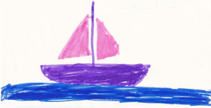 Segelboot in Rosa und Violett